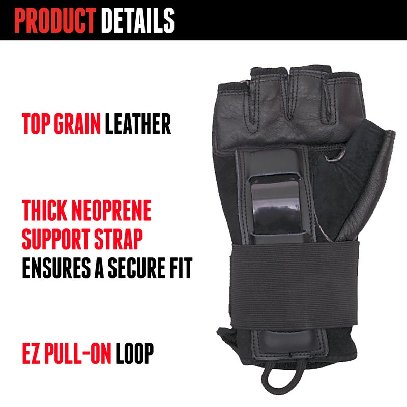 Triple Eight Hired Hands Skateboarding Wrist Guard Gloves, Large, Black (604352 80003) - Image 2